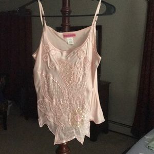 Vintage 100% silk baby pink tank top